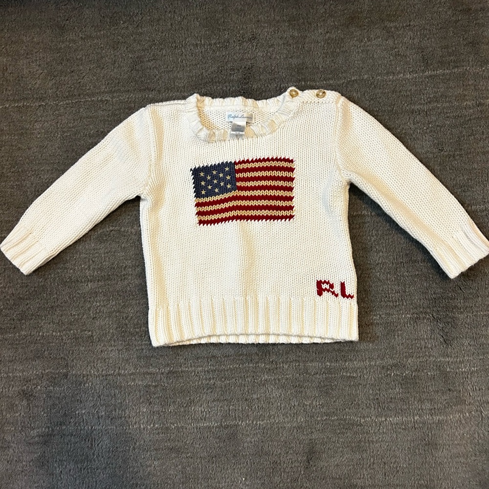 Ralph Lauren Cream Sweater with American Flag